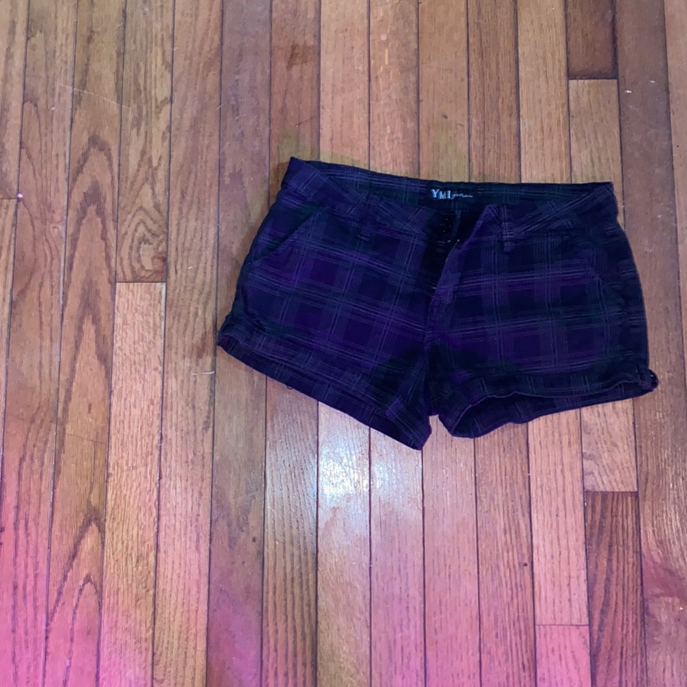 Plaid dark grey jean shorts